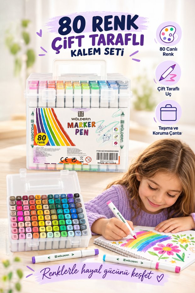 Stationary 80S Professional Marker Pen Set, Felt-Tip Pen, Project Architecture Drawing Set, with Protective Case.