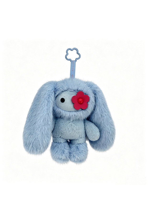 K Cute Juju Rabbit Plush Keychain Flower Eye Bunny Stuffed Doll Kawaii Long Ears Animals Bag Pendant