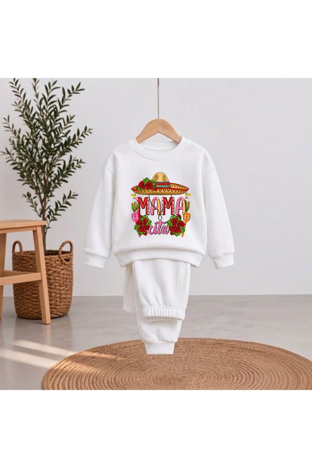 mama-cita Team Sweatshirt with Print for Girls and Boys, Crew Neck with Crew Neck