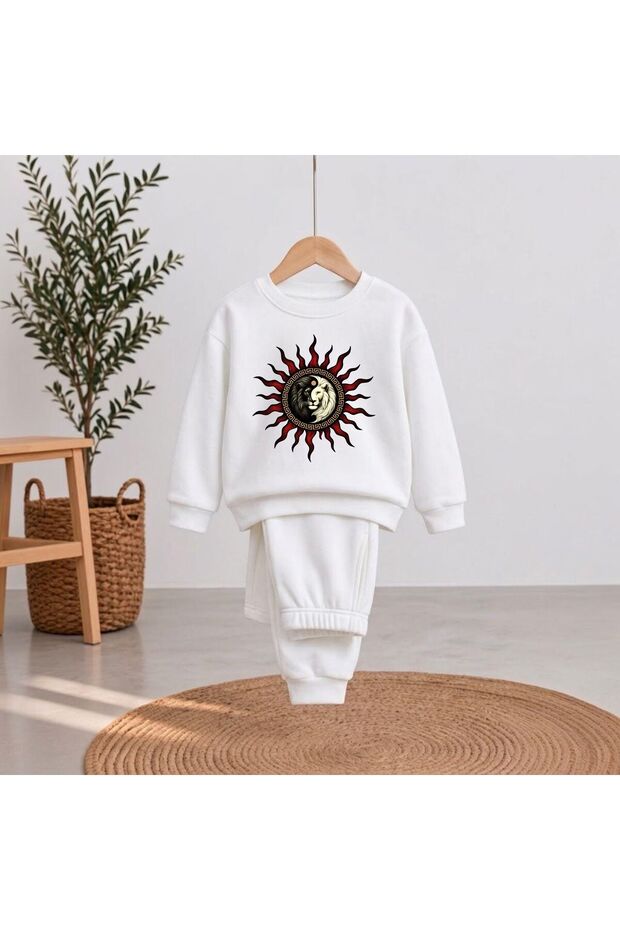 Team Sweatshirt with Lion Print for Girls, Boys, and Kids—Crew Neck