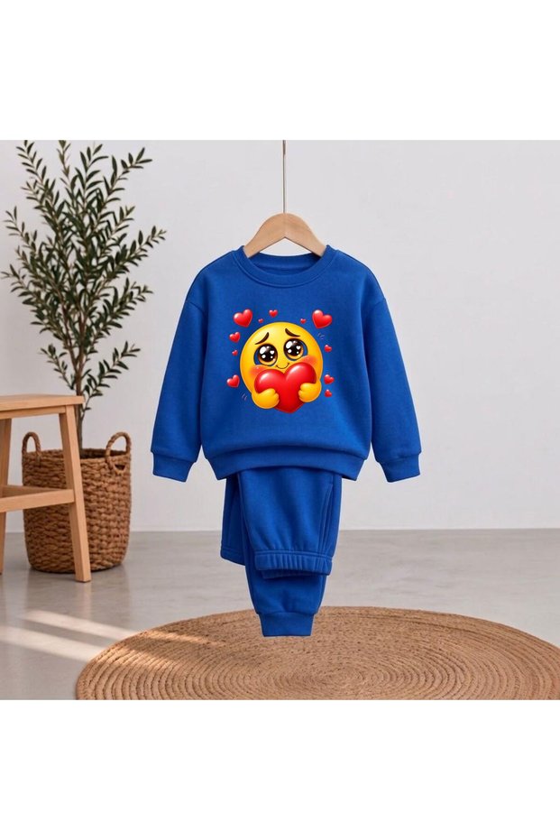 Team Sweatshirt with "askemoji" Print for Girls, Boys, and Kids—Crew Neck with Men’s Collar