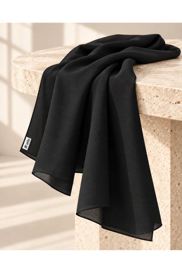 Sahra Black Solid-Color Shawl