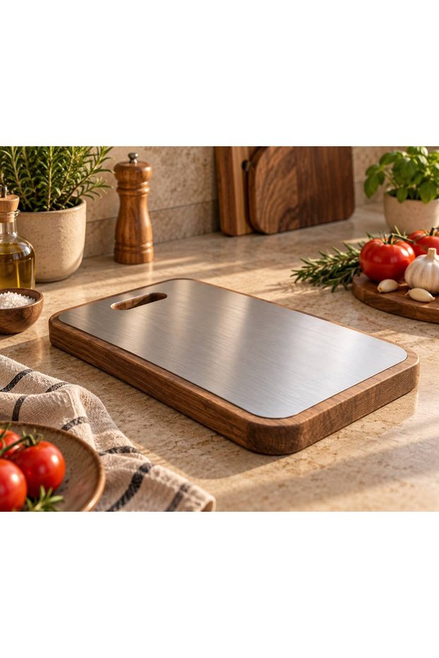Large Reversible Stainless Steel Cutting Board and Serving Plate