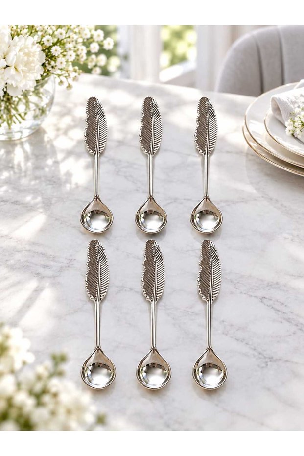 6 tea spoons, silver-leaf-plated model