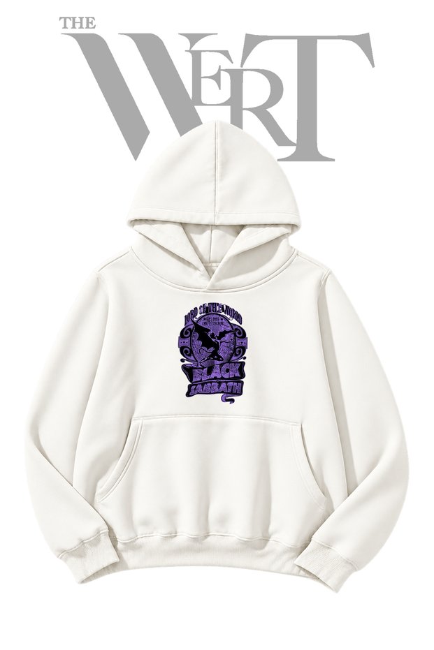 Black Sabbath Unprinted White Hooded Sweatshirt (2-Ply)