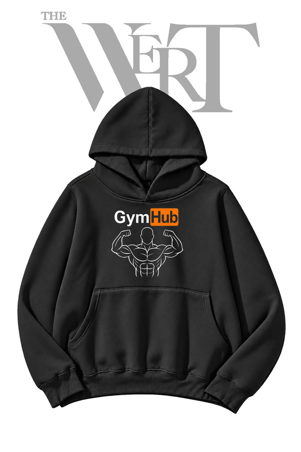 Bodybuilder Icon Pre-Printed Black Hooded Sweatshirt (2-Ply)