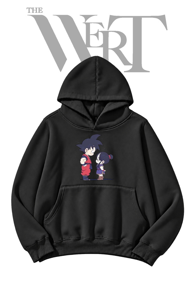 Goku Chichi Pre-Printed Black Hooded Sweatshirt (2-Ply)