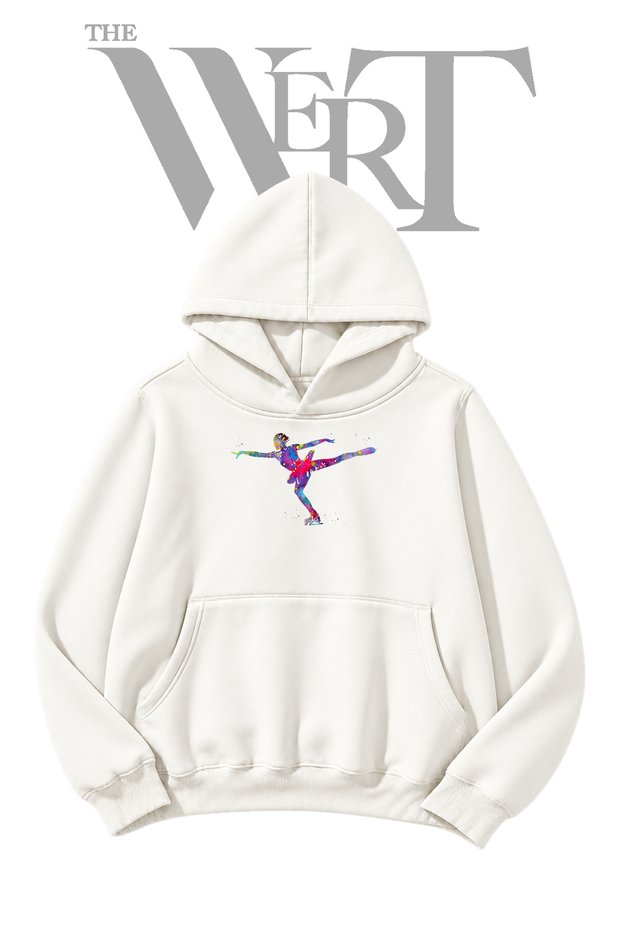 Figure Skating Pre-Printed White Hooded Sweatshirt (2-Ply)