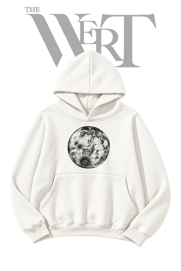 Full Moon Pre-Printed White Hooded Sweatshirt (2-Ply)