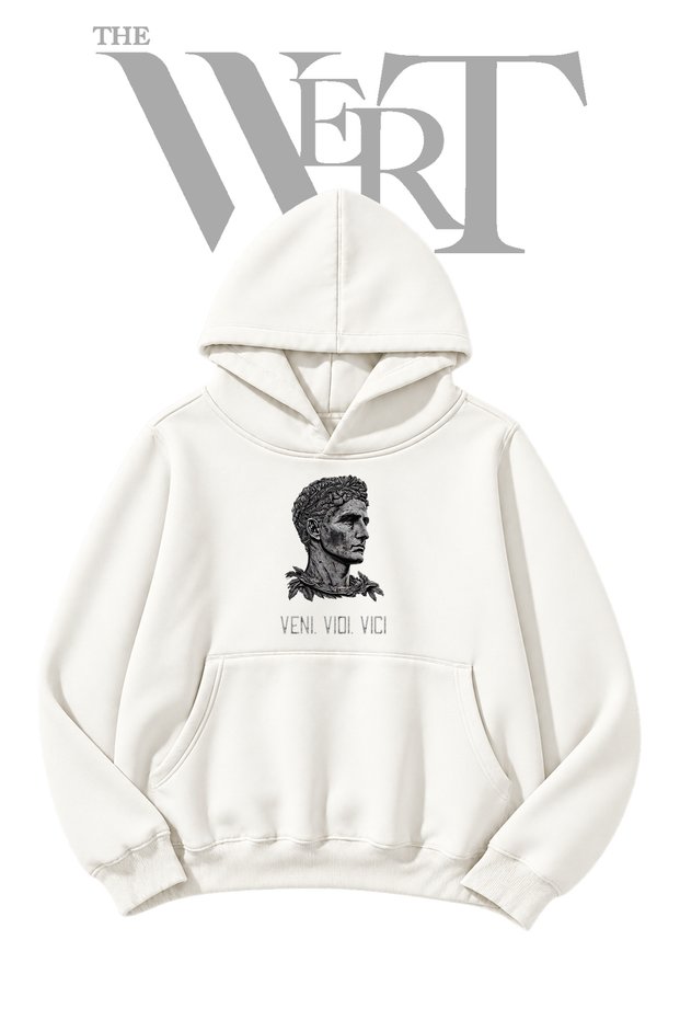 Julius Caesar Unprinted White Hooded Sweatshirt (2-Ply)