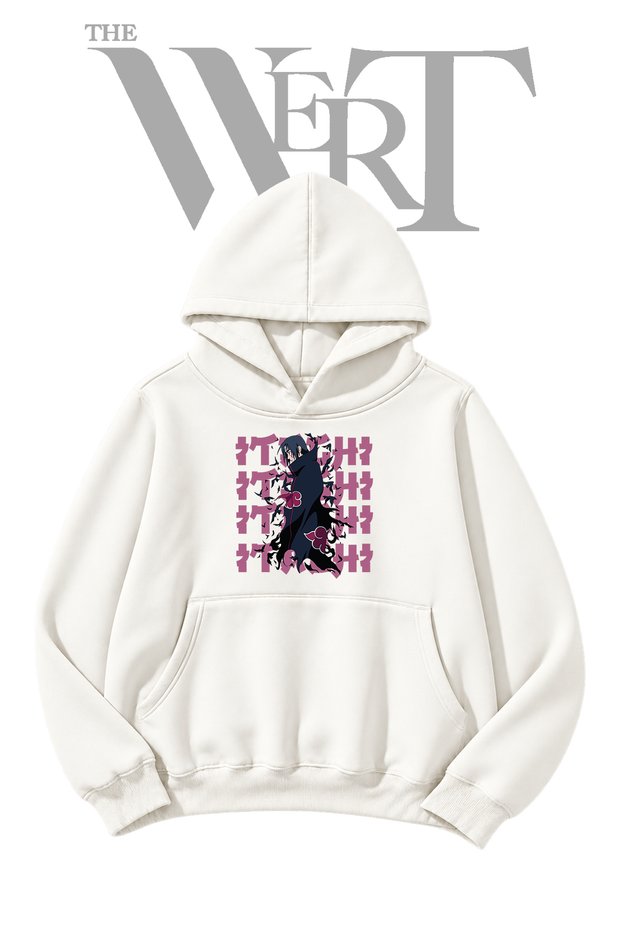 Itachi Uchiha Unprinted White Hooded Sweatshirt (2-Ply)