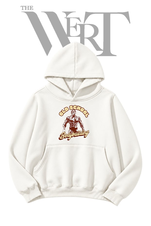 Old School Arnold Pre-Printed White Hooded Sweatshirt (2-Ply)