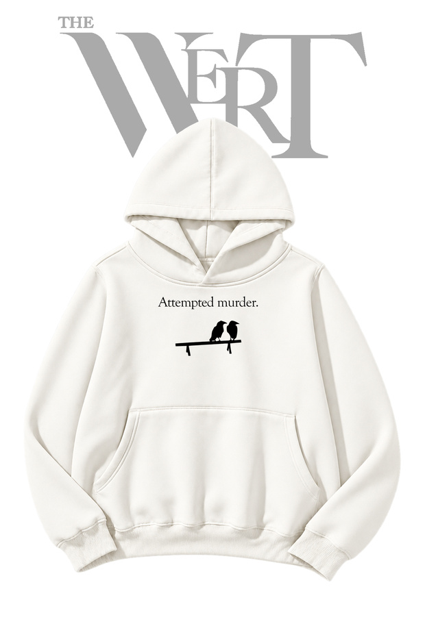 Raven Murder Pre-Printed White Hooded Sweatshirt (2-Ply)
