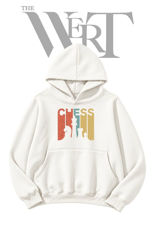 Chess Pre-Printed White Hooded Sweatshirt (2-Ply)
