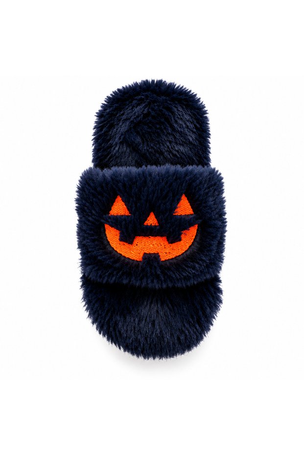 Plush Slippers Cat Toy with Embroidered Pumpkin, 18 x 8 cm, Crinkly