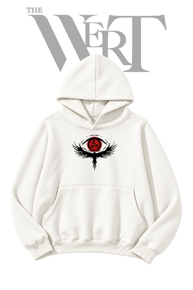 Itachi Sharingan Pre-Printed White Hoodie (2-Ply)
