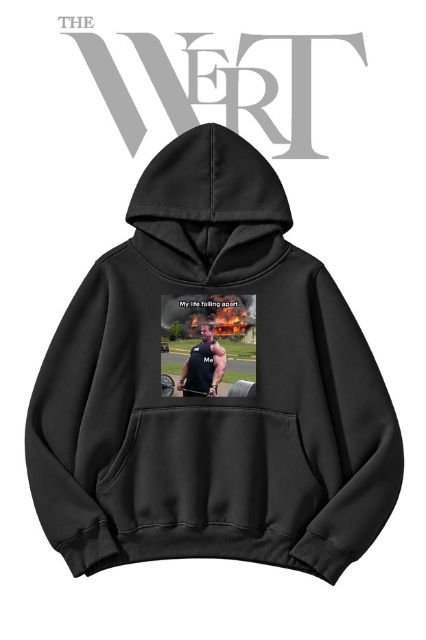 Bodybuilder Fire Pre-Printed Black Hooded Sweatshirt (2-Ply)