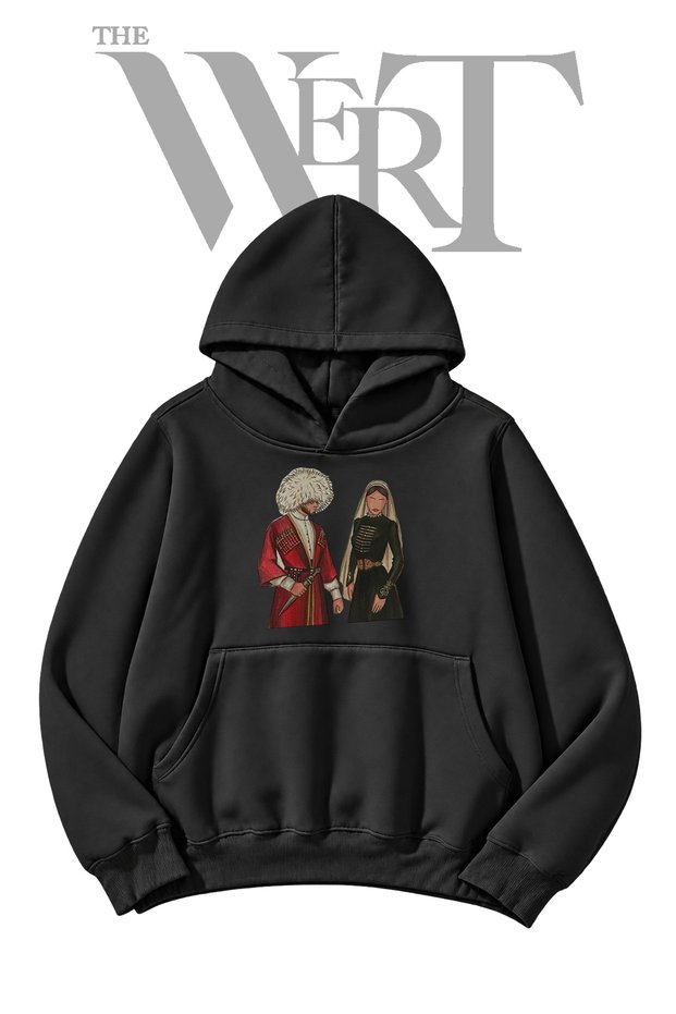 Kafkas Apparel Pre-Printed Black Hooded Sweatshirt (2-Ply)