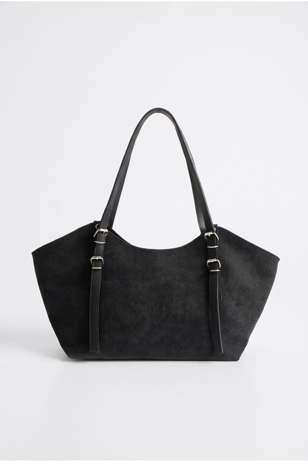 Carla Suede Buckle Detail Women's Clutch Bag and Shoulder Bag