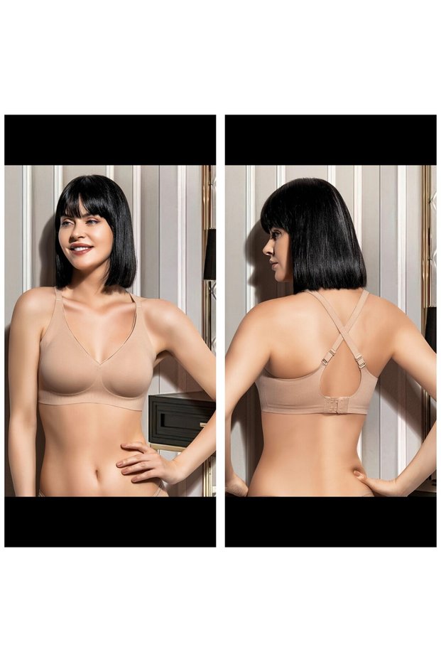 Larissa Women's Shaping / Sculpting Bra with Pads, Stitch-Free, with Cross-Back Back Detail