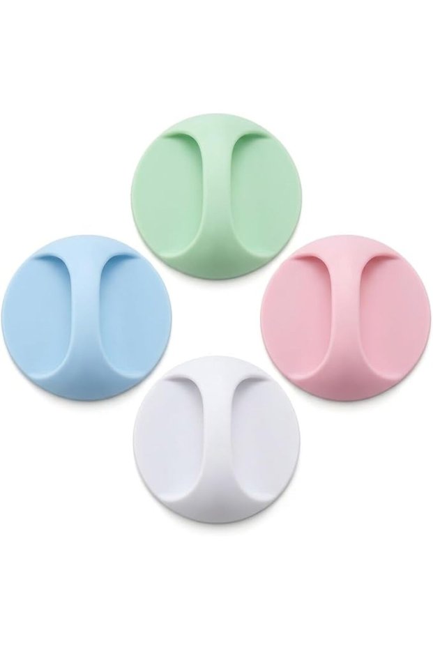 Self Adhesive Cabinet Handles, 4 Round ABS Plastic Pull Knobs for Doors, Windows, Cupboards, Drawers