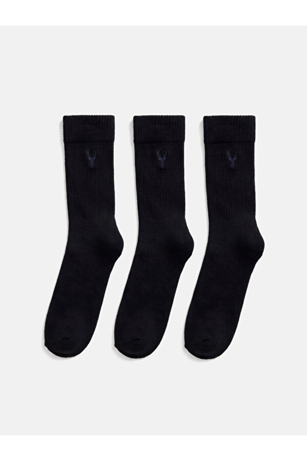 Rmz Gi̇yi̇m Farkiyla Embroidered Men's Socks 3-Pack