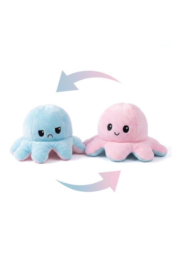 20cm 1 pcs-3 Double-Sided Octopus Plush Toy Purple and Blue Double-Sided Flip Plush Toy with