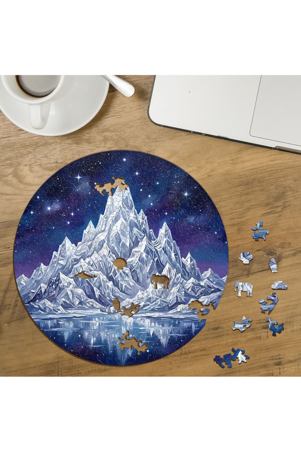 Stars - Crystal Mountain Design, Specially Cut Round 272-Piece Wooden Puzzle MPDA3024