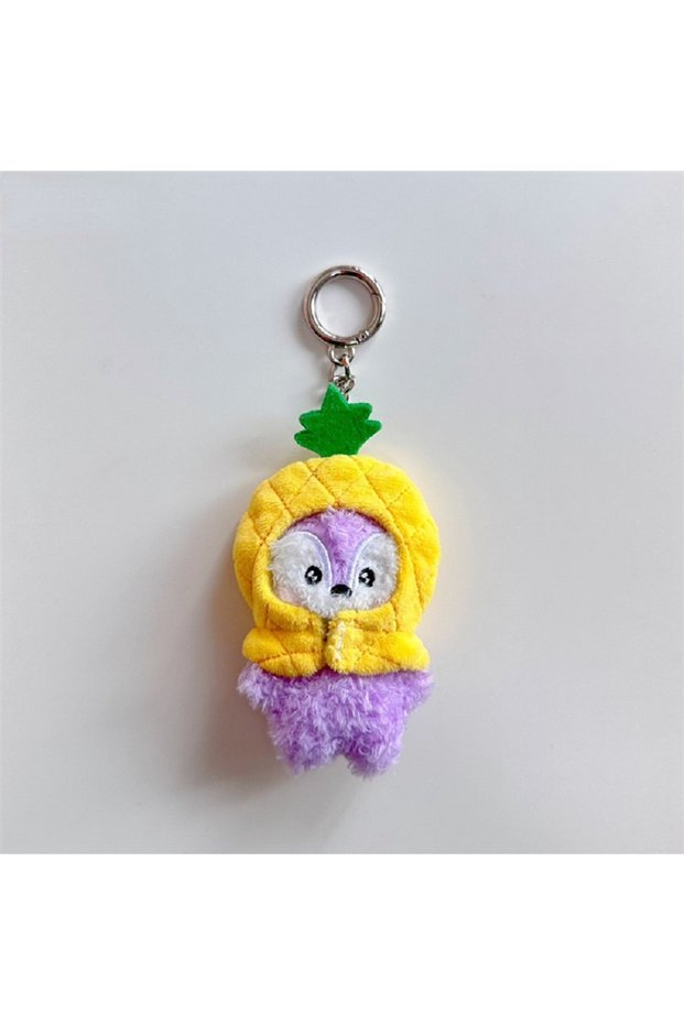 10cm 3 BT21 mini fruit plush doll pendant keychain can be hung on bags. It's a very practical celebr