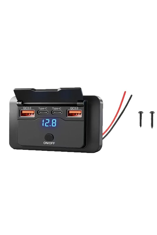 2QC-2Type C Dual PD Dual QC 3.0 USB Car Charger 12V RV USB Outlet Panel 108W Fast Charge Socket with