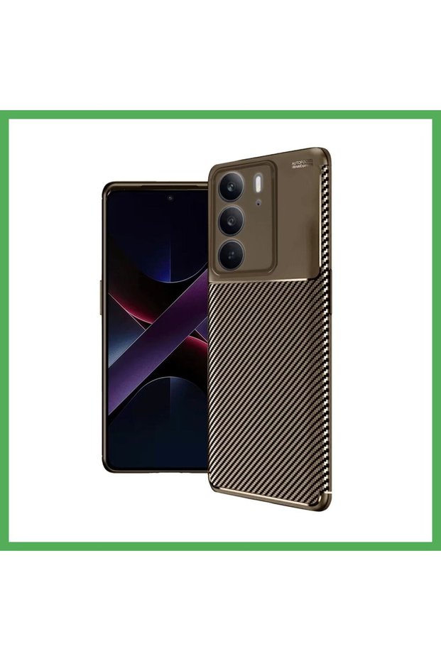 غطاء كربوني متوافق مع هاتف Realme C75 4G، يتميز بخاصية التركيز التلقائي - باللون البني، من BEZOSS.