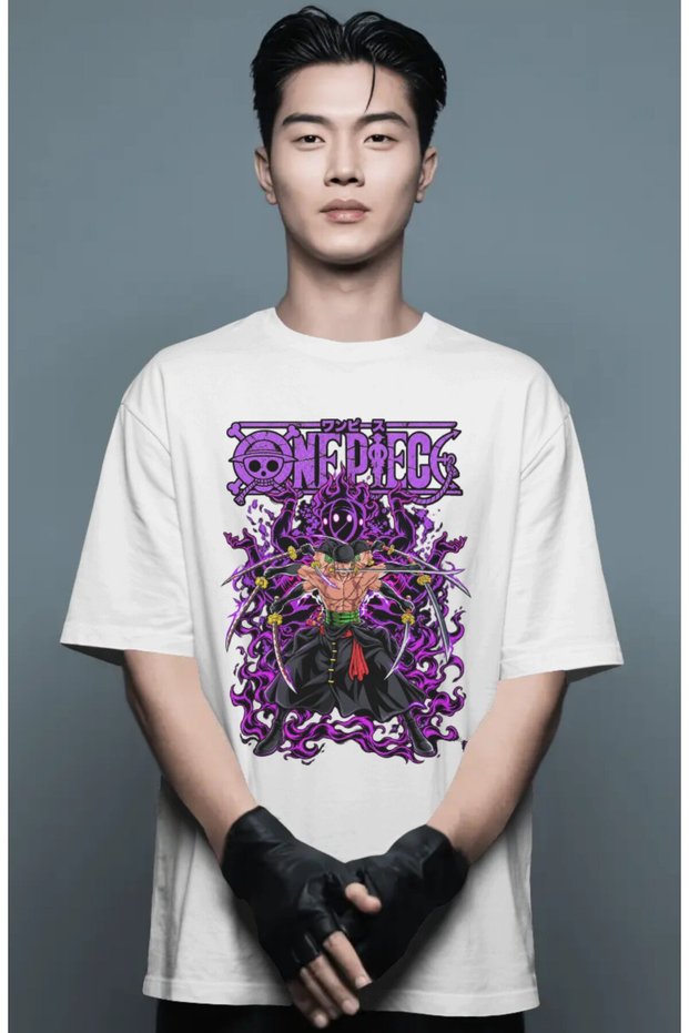 Unisex Oversized Premium T-Shirt with Roronoa Zoro "One Piece" Anime Character Printed Design