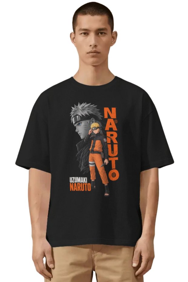 Unisex Oversized Naruto Uzumaki Anime Character Pre-Printed Premium T-Shirt