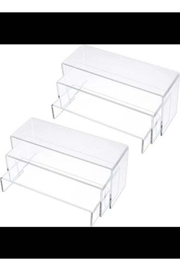 Forest Home SMARTPOINTS Acrylic Display Risers, Clear Rectangle Stands Shelf for Display 6pcs