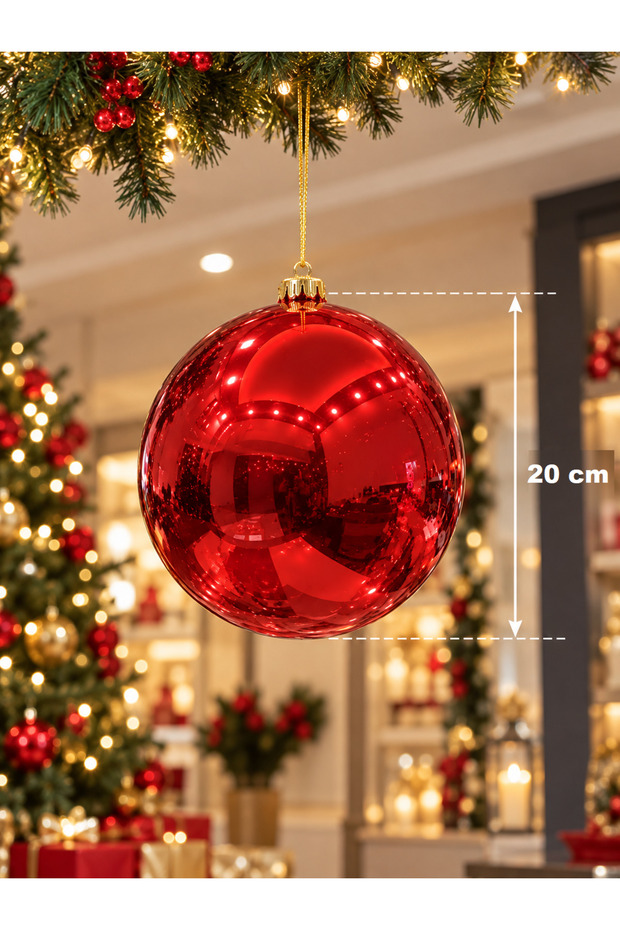 Ert-yil-26301 new year's ball red 20 cm 1 piece pvc boxed