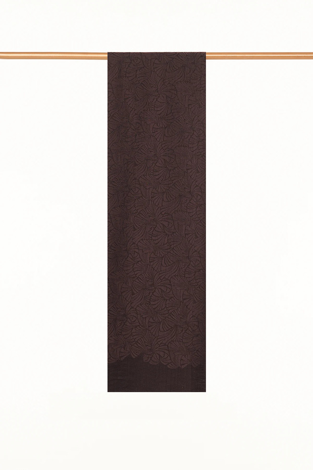 Wavy-Pattern Viscose Shawl, Dark Brown