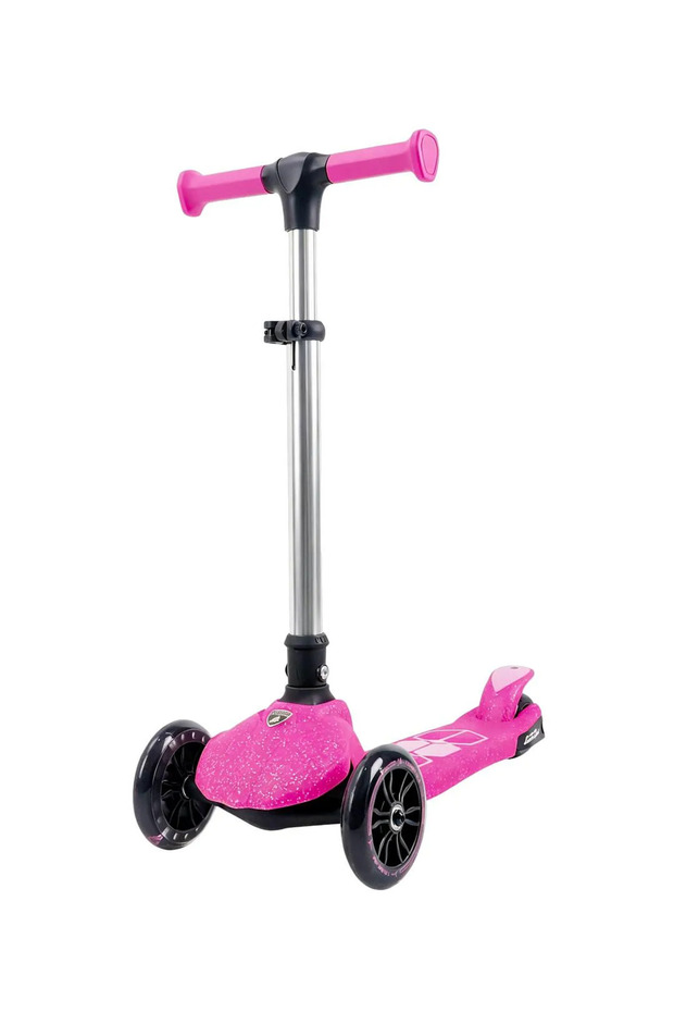 Kids Scooter With Glitter Light-Up Deck, LED Wheels, 3-8 Years - Pink