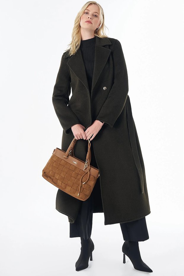 Khaki Belted Wool Coat