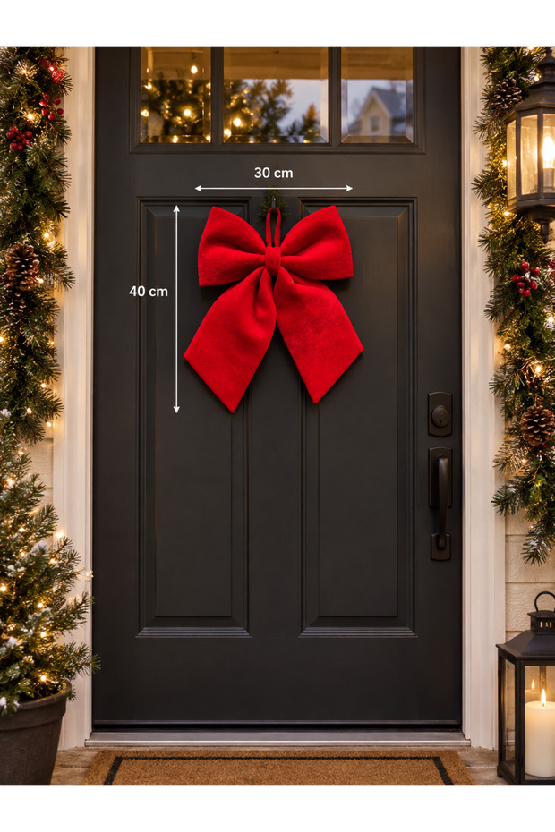 New Year's Red Velvet Bow, 40 cm - Tree and Door Decoration