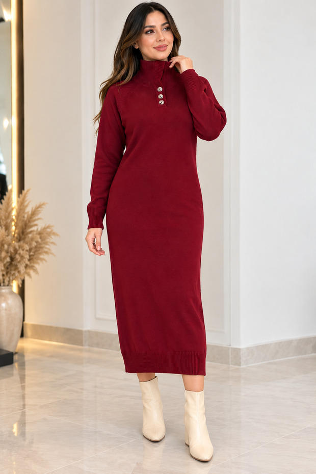 Women's Thick, Stylish, and Elegant Knit Top with Button Details