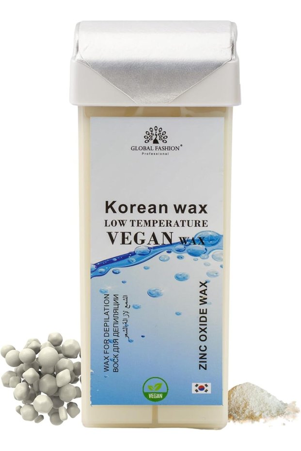 Global Fashion 100ml Roll-On Wax Cartridge – Korean Soothing Depilatory Wax Refill for Women Hair Removal, Long-Lasting, Smooth Glide for Legs, Arms & Body | 12 Scents (100ml, Zinc oxide)