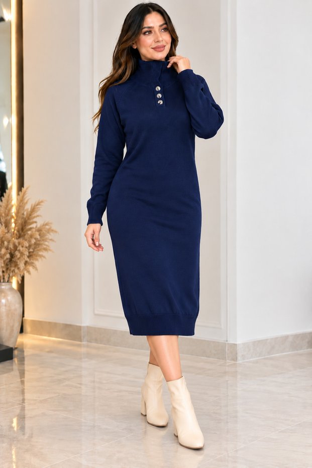 Women's Thick, Stylish, and Elegant Knit Top with Button Details