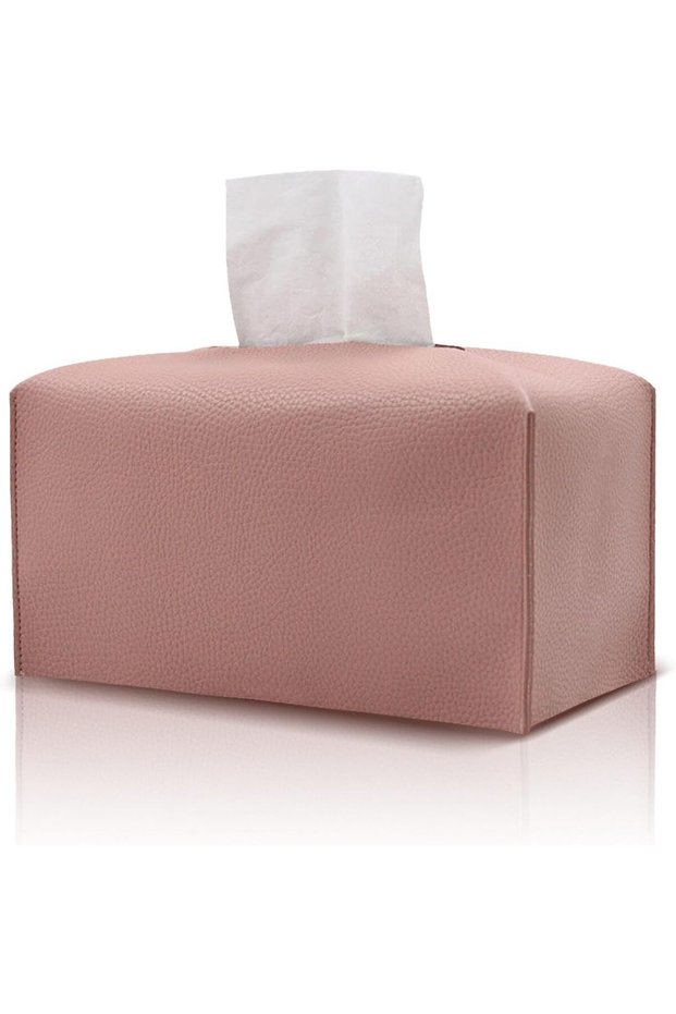 Modern PU Leather Rectangular Tissue Box Cover (Pink, Large)