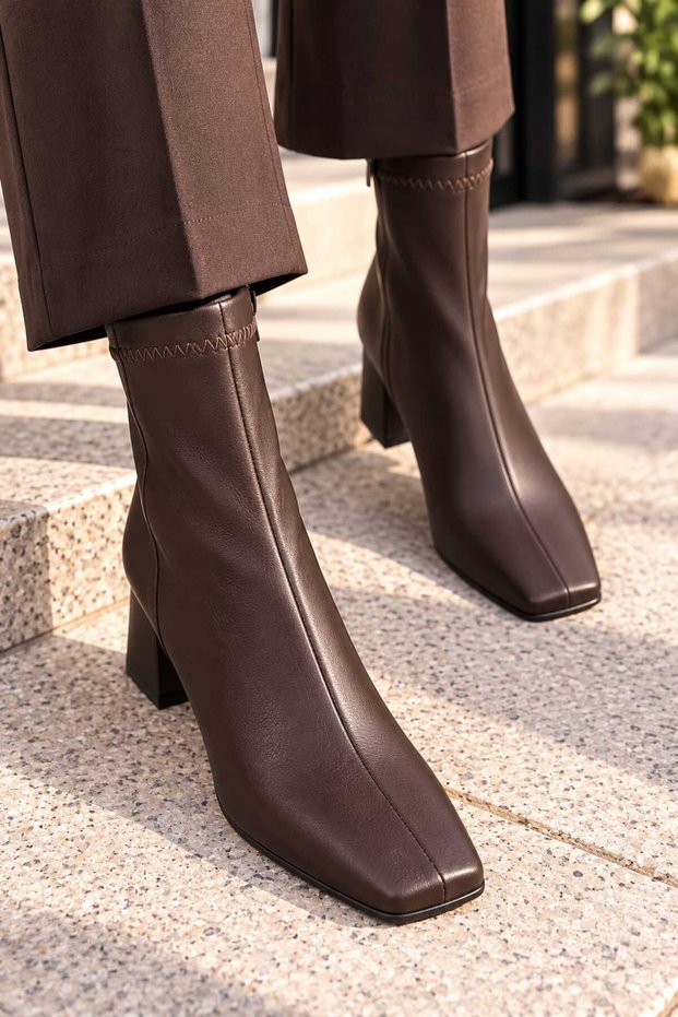 Vera Women's Stretch Heeled Boots - C2007 BLACK
