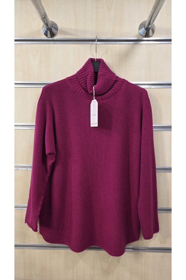 Italian Knit Sweater with a Turtleneck Collar