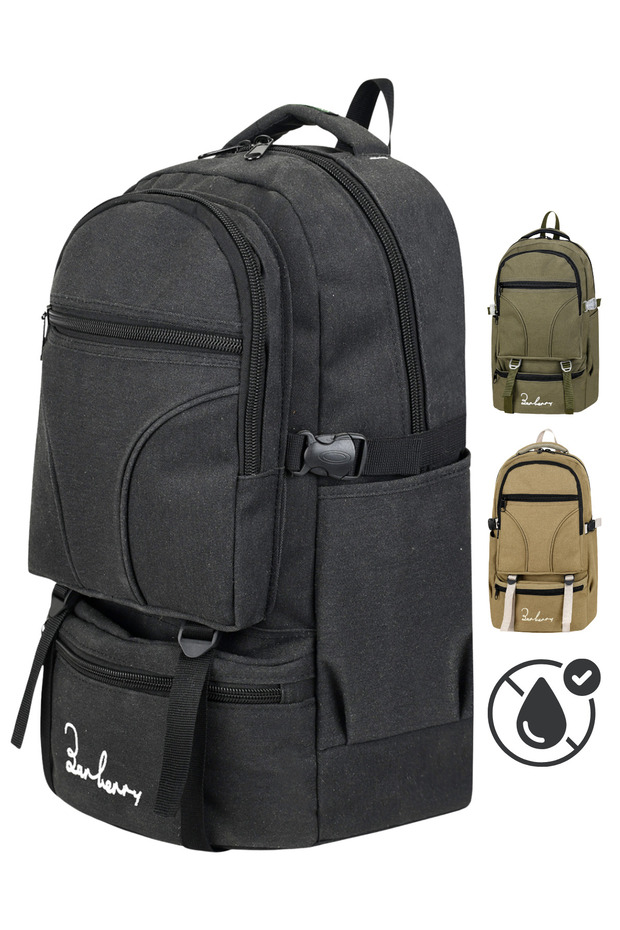 50L Large Capacity Backpack for Hiking, Camping, Travel, Outdoor Activities, and Trekking - Waterproof Fabric, Orthopedic Back Support, Shoulder Straps, Multiple Compartments - Black, Beige, Khaki.