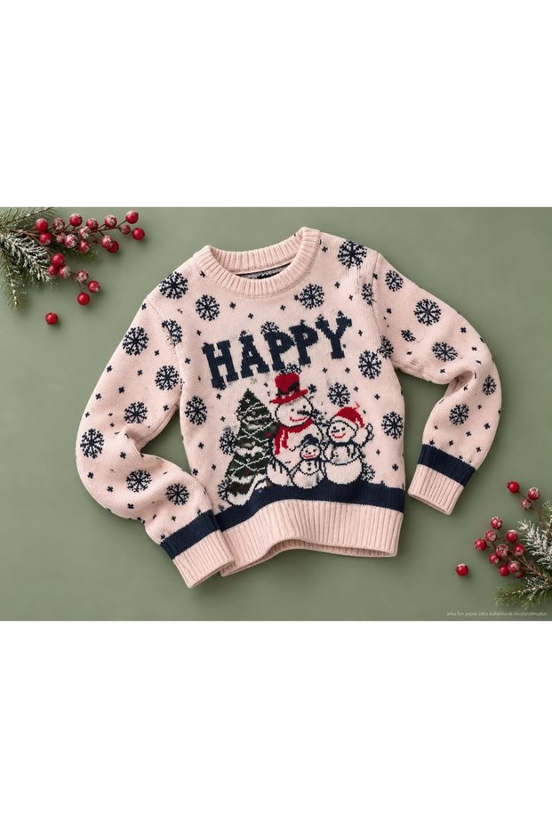 Girls' and boys' winter - christmas - new year - snow-themed knit sweater