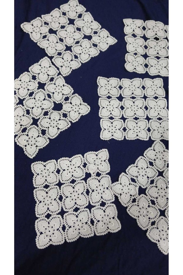6 crocheted checkered napkins, each 17 x 17, made from Cotton yarn