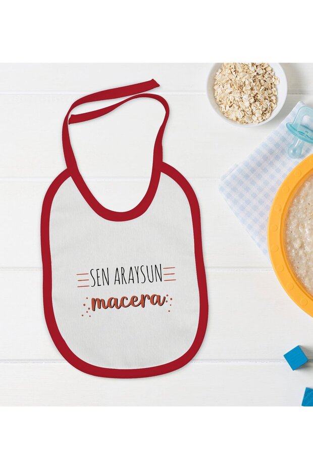 BK Kids "You Call" Adventure-Themed Red Baby Bib - 1