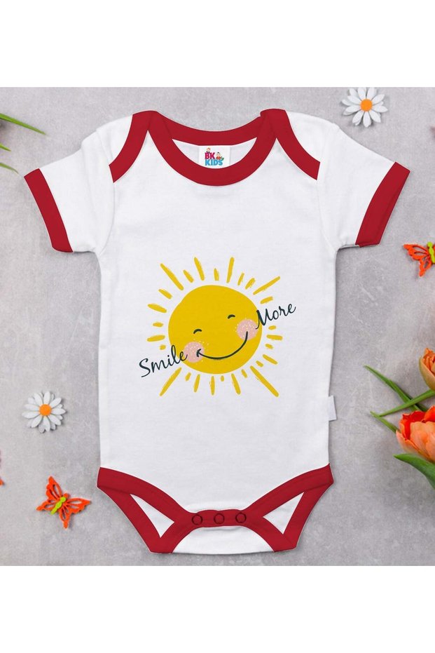 BK Kids Smile More Red Baby Bodysuit with Design - 1 (3-6 Months)